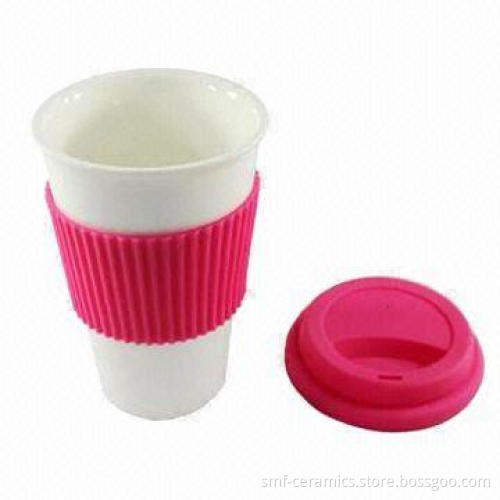 11oz Ceramic Mugs for Promotion, Double/Single Wall Mug with Silicone Cover